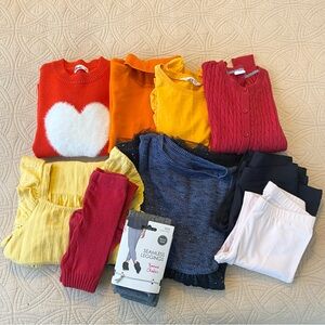 10-Piece Clothing Bundle - Size S - 4 Tops, 3 Bottoms. 2 Dresses, 1 Pair Tights